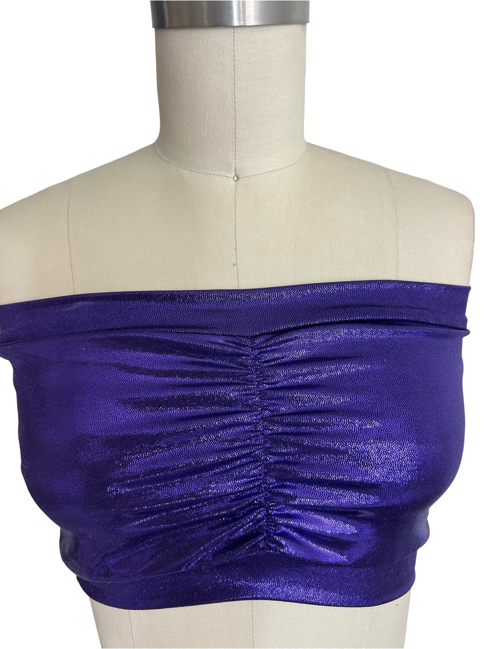 Metallic Purple Mermaid Tube top Swim Bikini fitness top Strapless Crop Top